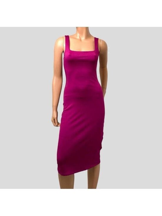Sincerly Jules Dresses & Skirts - Sincerely Jules Hot Fuchsia M Slinky Sleeveless Square Neck Bodycon Midi Dress